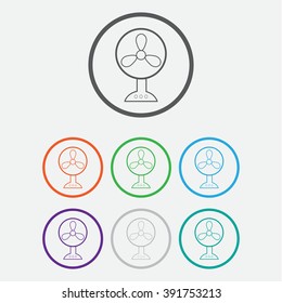 The fan icon. fan, ventilator, blower, propeller symbol. Flat Vector illustration. color icon with frame