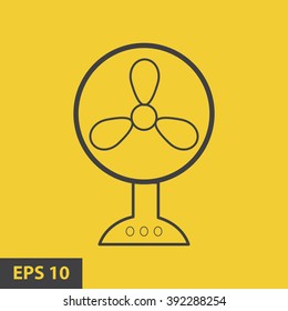 The fan icon. fan, ventilator, blower, propeller symbol. Flat Vector illustration. yellow icon.