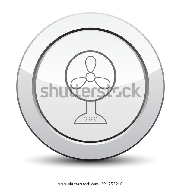 The fan icon. fan,\
ventilator, blower, propeller symbol. Flat Vector illustration.\
silver button