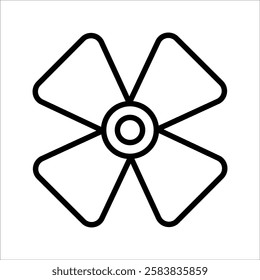 Fan icon. Ventilator. Turbine symbol. Propeller screw. Propeller icon. Screw. UI icon. Airflow icon. Airflow pictogram. Air conditioner. Pinwheel sign. Turbine