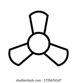 Fan icon and wind equipment isolated on white. Propeller, cooler, ventilator symbol. Computer on white background