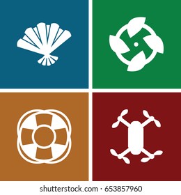 Fan icons set. set of 4 fan filled icons such as fan