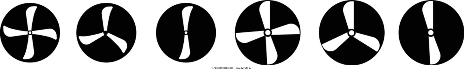 Fan icons set. Bicolor line and flat vector collection isolated on transparent background. Heating and cooling appliance. Flame, Ventilation Duct, Radiator, Air Filter, Wind, Droplet.