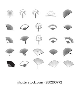 Fan Icons Set - Isolated On White Background - Vector Illustration, Graphic Design, Editable For Your Design