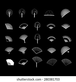 Fan Icons Set - Isolated On Black Background - Vector Illustration, Graphic Design, Editable For Your Design