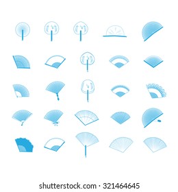 Fan Icons Set - Isolated On White Background - Vector Illustration, Graphic Design, Editable For Your Design