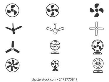 Fan icons. Fan speed icon vector symbol set vector illustration.