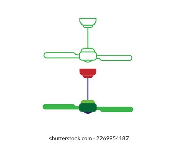 Fan icons. Vector illustration. Collection of electric fans of various types isolated on white background. Bundle of household devices for air cooling