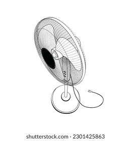 Fan Illustration Vector Art, Table Fan Illustration Icon, Pedestal Fan Vector
