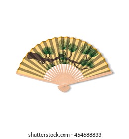Fan for Kabuki dance. Geisha accessories. Vector illustration