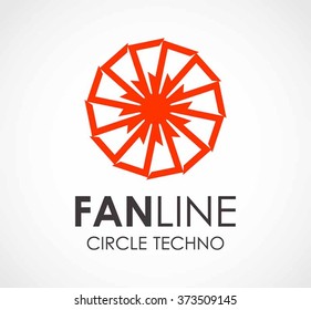 Fan line of circle technology abstract vector and logo design or template wind twist business icon of company identity symbol concept