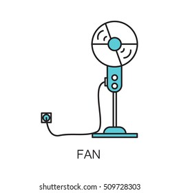 Fan line icon. High quality outline vector pictogram on the topic of Fan . Color line elements for web design or mobile app, logo, company's visit card, etc. Vector button EPS 10.