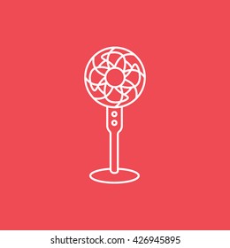 Fan Line Icon On Red Background