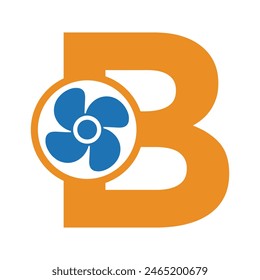 Fan Logo combine with letter B vector template