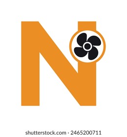 Fan Logo combine with letter N vector template