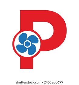 Fan Logo combine with letter P vector template