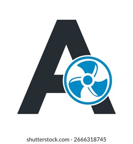 Logotipo De Abanico Combinado Con La Letra A Plantilla De Vector