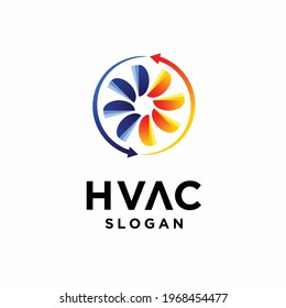 fan logo design, HVAC logo with heating and cooling concept