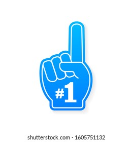 Fan logo hand with finger up. Hand up with number 1. Vector stock illustration.