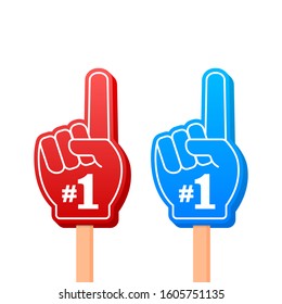 Fan logo hand with finger up. Hand up with number 1. Vector stock illustration.