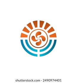 fan logo for heating and air technology simple clean and elegance