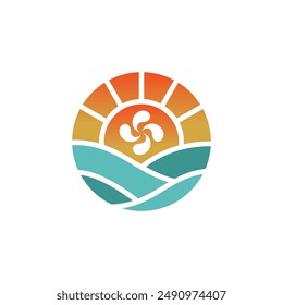 fan logo for heating and air technology simple clean and elegance