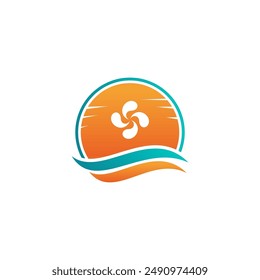 logotipo del ventilador para la calefacción y la tecnología de aire limpio y elegante simple