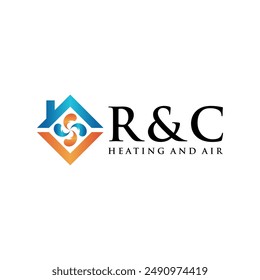 fan logo for heating and air technology simple clean and elegance