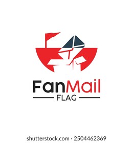 Fan Mail Flag Logo Design Template. The Mail Drop  a Box.