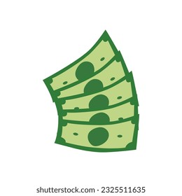 Fan of money on a white background. Vector illustration