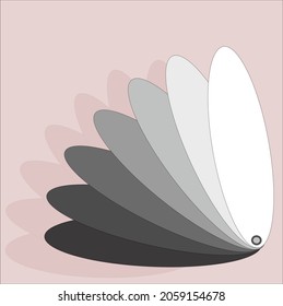 Fan of ovals, gray gradient, from almost black to white
