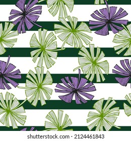 Fan palm leaves seamless pattern on. Vintage foliage of palmetto in engraving style. Hand drawn repeat texture for fabric, wallpaper, textile, print, wrapping paper. Vector illustration.