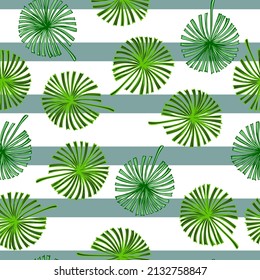 Fan palm leaves seamless pattern on. Vintage tropical foliage in engraving style. Hand drawn repeat texture for fabric, wallpaper, textile, print, wrapping paper. Vector illustration.