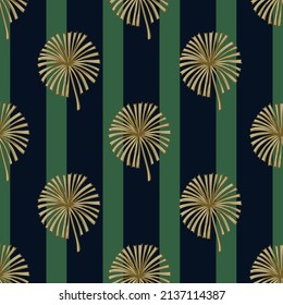 Las hojas de palma del ventilador están en un patrón sin fisuras. Follaje tropical vintage en estilo de grabado. Textura repetida de tracción manual para tela, papel pintado, textil, papel impreso, papel envolvente. Ilustración vectorial.