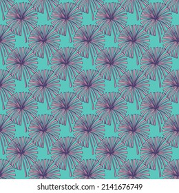 Fan palm leaves seamless pattern on. Vintage tropical foliage in engraving style. Hand drawn repeat texture for fabric, wallpaper, textile, print, wrapping paper. Vector illustration.