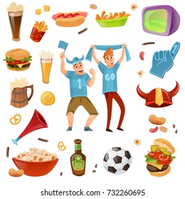 fan paraphernalia sport bar items and fans set on a white background