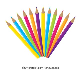 Fan of pencil crayons vector isolated