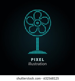 Fan - pixel icon. Vector Illustration. Design logo element. Isolated on black background. It is easy to change to any color.