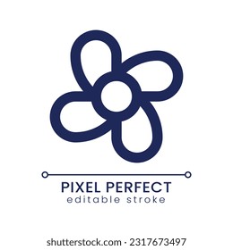 Fan pixel perfect linear ui icon. Hotel room cooling. Electric appliance. Climate control. GUI, UX design. Outline isolated user interface element for app and web. Editable stroke. Poppins font used
