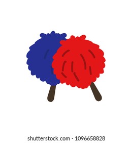 fan pompoms of fans illustration. Element of fans accessory for mobile concept and web apps. Colored in Russian national flag fan pompoms of fans flat for web and mobile on white background