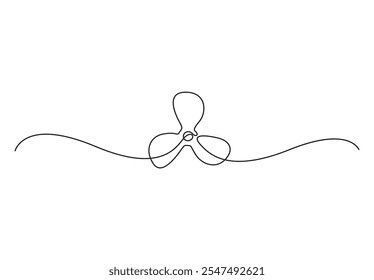 Fan propeller continuous one line drawing. Isolated on white background. Vector illustration