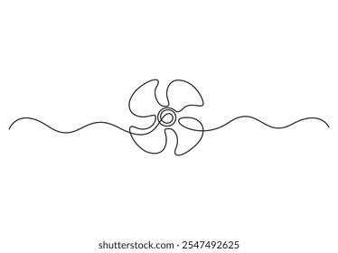Fan propeller continuous one line drawing. Isolated on white background. Vector illustration