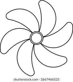 Símbolo de flujo de aire de arte de línea de Vector de icono de hélice de ventilador