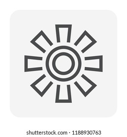 Fan propeller or turbine vector icon. That rotor and blades for motion by power energy of engine, electric motor or airflow. Industrial equipment for fan, engine, boat, ship and airplane. 48x48 pixel.