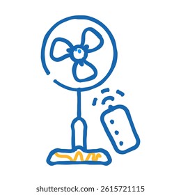 fan with remote control doodle icon sketch vector. fan with remote control sign. isolated symbol illustration