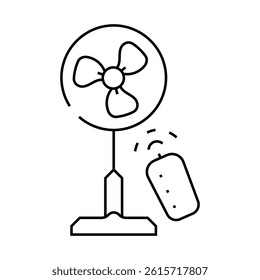 fan with remote control line icon vector. fan with remote control sign. isolated contour symbol black illustration