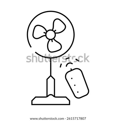 fan with remote control line icon vector. fan with remote control sign. isolated contour symbol black illustration