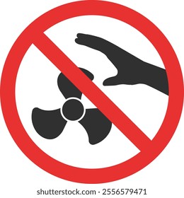 Fan rotating do not touch sign vector illustration