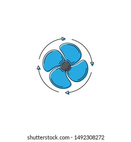 Fan rotation direction vector icon symbol isolated on white background