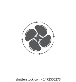 Fan rotation direction vector icon symbol isolated on white background